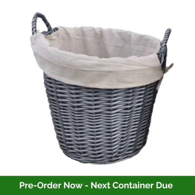 Moy Fireside (Grey) Round Wicker Basket lined 50cm