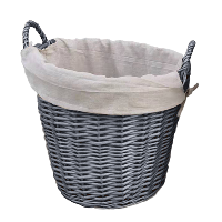 Moy Fireside (Grey) Round Wicker Basket lined 50cm