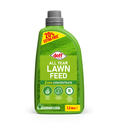 Doff Liquid All Year Lawn Feed Concentrate 1.2ltr Extra Fill