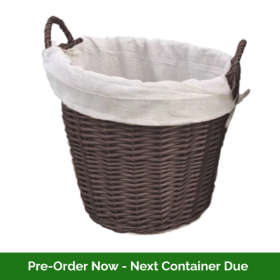 Moy Fireside (Coffee) Round Wicker Basket lined 50cm