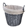 Moy Fireside (Grey) Round Wicker Basket lined 50cm
