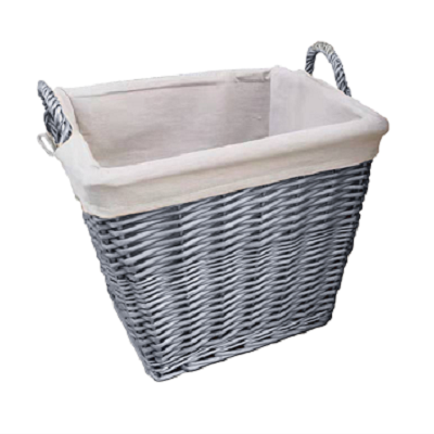Moy Fireside (Grey) Square Wicker Basket lined 45cm