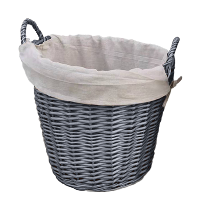 Moy Fireside (Grey) Round Wicker Basket lined 50cm