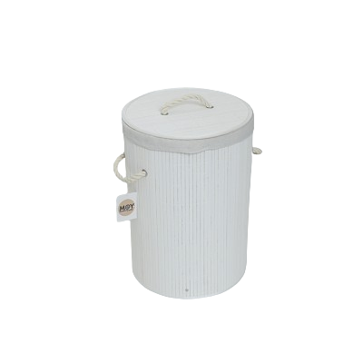 Moy (White) Bamboo Round Laundry Basket 35x56cm