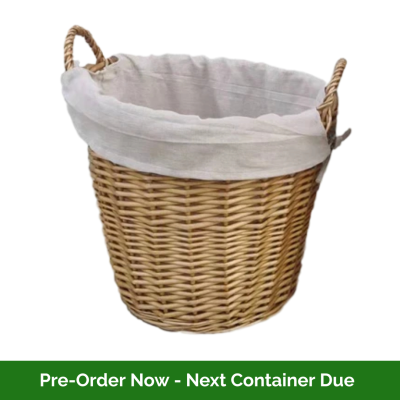 Moy Fireside (Beige) Round Wicker Basket lined 50cm