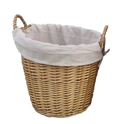 Moy Fireside (Beige) Round Wicker Basket lined 50cm