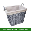 Moy Fireside (Grey) Square Wicker Basket lined 45cm