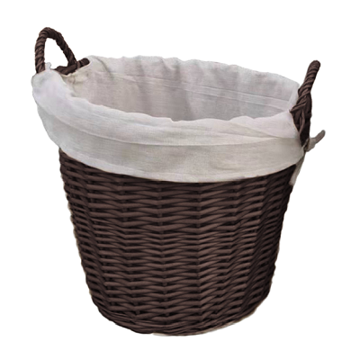 Moy Fireside (Coffee) Round Wicker Basket lined 50cm